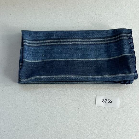 Iza Silva Indigo Blue Stripe Table Napkins Set of 2 Linen Blend 20" x 21" - Picture 8 of 9